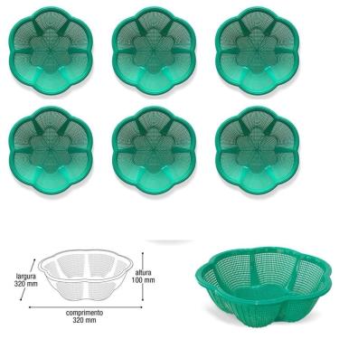 Imagem de Kit 6 Cesto Fruteira De Centro De Mesa Cor Verde Plástico