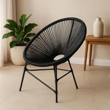 Imagem de Cadeira Acapulco Alumínio Preto Corda Naútica Externo Sol Resort Hotel