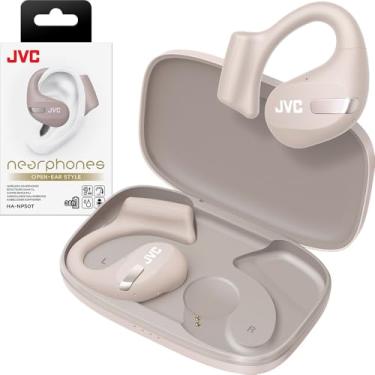 Imagem de JVC Novos fones de ouvido sem fio de orelha aberta com drivers grandes de 16 mm para som potente, uso de ouvido único, tamanho compacto e bateria de longa duração (até 38 horas) - HANP50TC (bege)