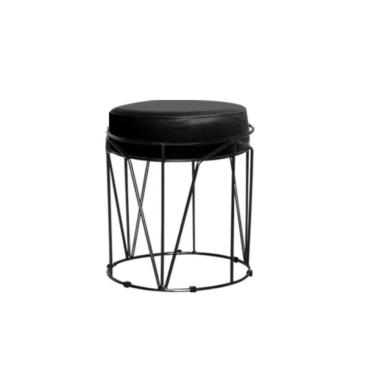 Imagem de Puff Aramado Babu Com Armação Preto Estofado Para Sala