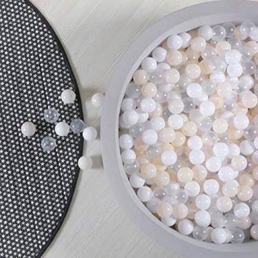 Imagem de GOGOSO Bolas para piscina de bolinhas, 100 bolas de plástico macias para bebês e crianças com bolsa de armazenamento para 1 2 3 anos de idade, 3 cores (100 bolas) branco bege transparente