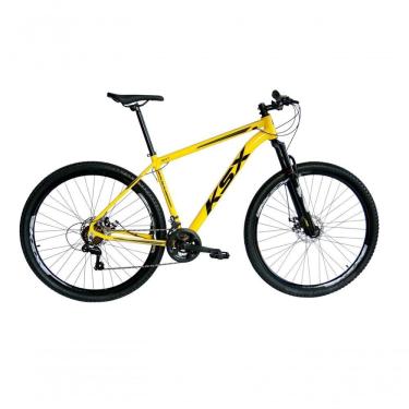 Imagem de Bicicleta Aro 29 Ksx Sd7 21v Cabos Internos Alumínio Freios A Disco Garfo Suspensão Amarelo Preto Tamanho 21