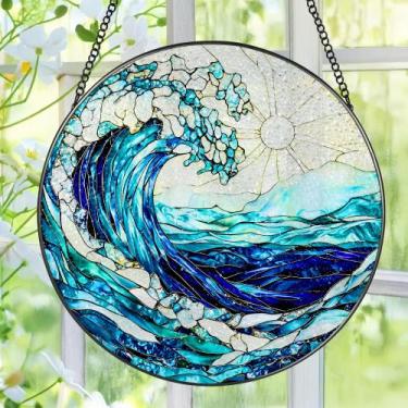 Imagem de Janela de vitral pendurada em Pauyadu 20 cm Ocean Waves