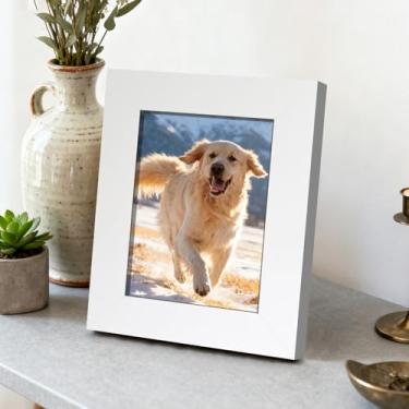 Imagem de Porta-retrato estilo galeria de 10 x 15 cm com borda ampla, design minimalista moderno para exibição de parede ou mesa, branca