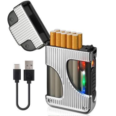 Imagem de X-LIGHTER Estojo de cigarro 100s king size com isqueiro USB C, flash LED criativo, porta-cigarros à prova de cheiro, para mulheres, homens