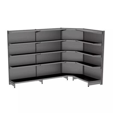 Imagem de Gondola Parede 202 Fit Ate 3 Metros 1 Canto Preto 20b Pe Cinza - AMAPÁ