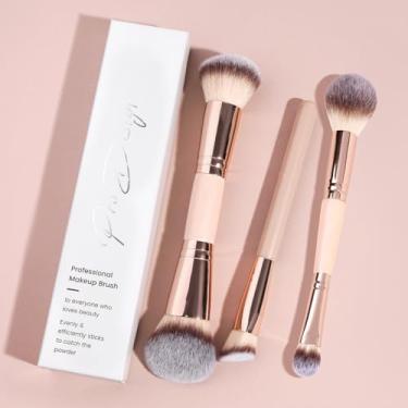 Imagem de Conjunto de caixa de papel pincel de maquiagem com cabo de madeira, corretivo de base, sombra, blush, contorno, pincéis de maquiagem para viagens (tez)