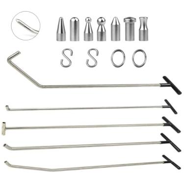 Imagem de Furuix Kit de remoção de amassados sem pintura, 16 peças, haste de aço inoxidável, ferramenta de remoção de amassados sem pintura para conjunto de remoção de amassados de carro