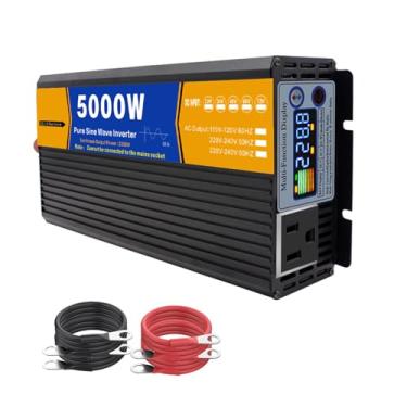 Imagem de Inversor de onda senoidal pura de 5000W, conversor DC 12 V-72 V para AC 120 V/240 V, inversor solar de alta eficiência para residências, trailers, caminhões e barcos,12v,110V