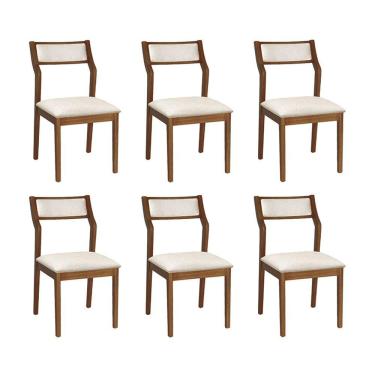 Imagem de Conjunto 6 Cadeiras De Jantar Lagum Conforto Estofada Jequitibá Terra Linho Bege