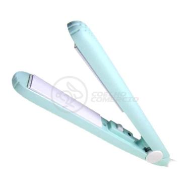 Imagem de Mini Chapinha Prancha Portátil 17Cm Bivolt Profissional Azul