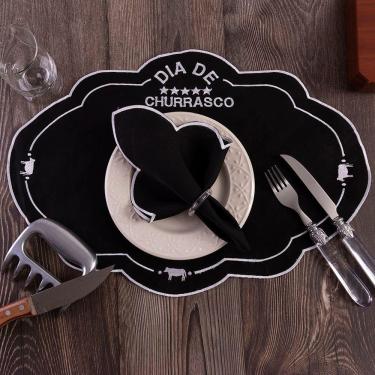 Imagem de Jogo Americano Bordado Em Linha De Seda 12 Peças Churras - 100% Poliéster