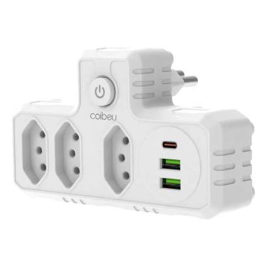 Imagem de 2X Extensão 110V/220 Coibeu 3 Tomadas 2 Usb 1Pd Bivolt Power