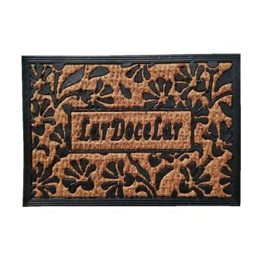 Imagem de Capacho De Poa Fibra Emborrachado Panamá Floral 60x40cm - Uzoo Capacho Fibra Emborrachado Panama 60x40cm Floral