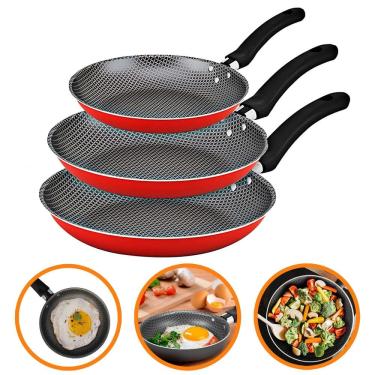 Imagem de Conjunto Frigideiras Francesa 3 Peças 16/20/24 Revestimento Antiaderente Limpa Fácil