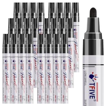 Imagem de TFIVE Canetas de tinta preta marcadores permanentes – Conjunto de 24 peças de marcadores de tinta à base de óleo, secagem rápida, impermeável, resistente ao desbotamento, canetas marcadoras de ponta