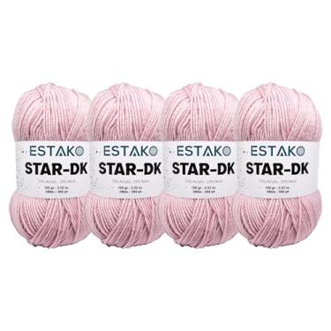 Imagem de Estako Fio Star-DK - (pacote com 4 novelos) - 75% acrílico 25% lã - DK #3 macio e leve - (4 x 99 g) / (4 x 306 jardas) - fio de crochê e tricô (30699 - pó)