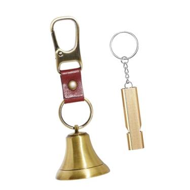 Imagem de simhoa Sino e apito alto em forma de urso para animais de estimação, sino anti-perda, decoração compacta de emergência, pingente para mochila para caminhadas, Bronze Antigo Brilhante