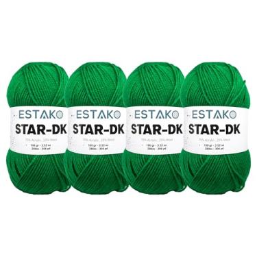 Imagem de Estako Fio Star-DK - (pacote com 4 novelos) - 75% acrílico 25% lã - DK #3 macio e leve - (4 x 99 g) / (4 x 306 jardas) - fio de crochê e tricô (34246 - verde)