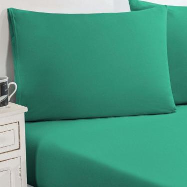 Imagem de Jogo De Cama Malha Lençol 100% Algodão Gran Moratta 3 Peças Casal - Verde Jade.