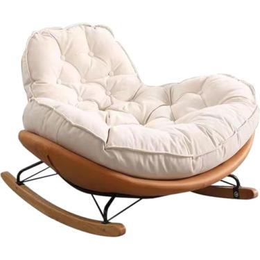 Imagem de Cadeira De Balanço Estofada Cadeira De Balanço De Veludo De Pele De Veado Cadeira De Braço Alto Com Encosto Alto Cadeiras De Acento De Balanço Modernas Cadeira Lateral Confortável Para Quar