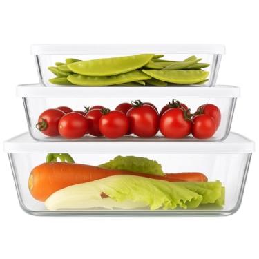 Imagem de Kit 3 Travessas Retangulares de Vidro Borossilicato com Tampa Yikasa