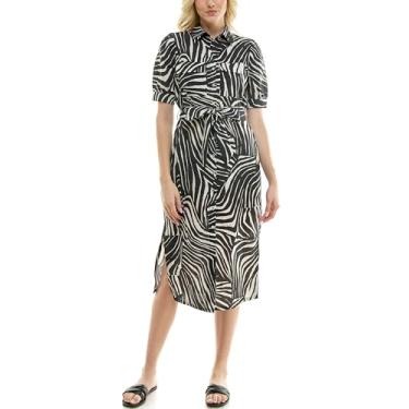 Imagem de Nicole Miller Vestido feminino de manga curta estampado com cinto próprio, Estampa de areia quente, 38