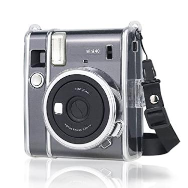 Imagem de MUZIRI KINOKOO Capa para Instax Mini 40, capa transparente compatível com câmera instantânea Fuji Instax Mini 40/Fuji Mini 40 - capa de PVC rígido de cristal Instax Mini 40 com alça de ombro -