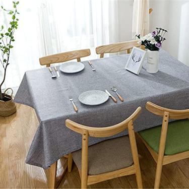 Imagem de SPOUR Toalha de mesa retangular de linho de algodão, resistente, sem rugas, à prova de poeira, lavável para decoração de mesa de jantar (cinza, 140 x 200 cm)