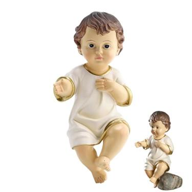 Imagem de Little Baby Jesus - Estátua colecionável de presépio de resina | Ornamento de igreja doméstica de famílias católicas miniaturas para decoração de férias, artesanato