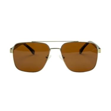 Imagem de Óculos de Sol Masculino Polarizado Aviador Acetato e Metal Mirari + Case (Tartaruga marrom)