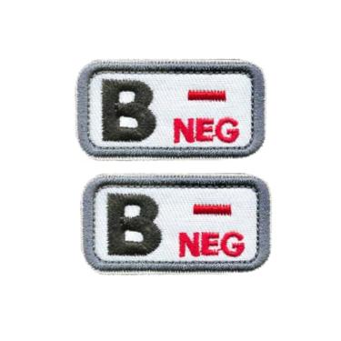 Imagem de Uijokdef 2 peças de patch tático tipo sanguíneo, bordado militar gancho e laço, branco e verde cáqui, 1 x 5 polegadas (branco B-)