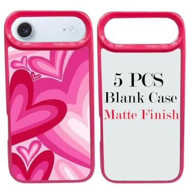 Imagem de JUSTRY 5 conjuntos de capas de celular em branco de sublimação para iPhone iPhone Air, 2 em 1 2D DIY TPU em branco capa de borracha macia + inserções foscas, fácil de sublimar personalizado sub-rosa