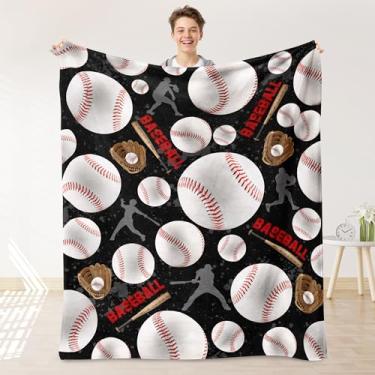 Imagem de Cobertor de beisebol para meninos, presentes de beisebol para meninos, cobertor infantil ultra macio para decoração de quarto de sofá-cama 101,6 cm x 127 cm