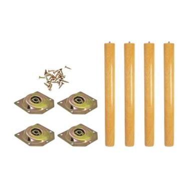 Imagem de Llazsybz 4x Pernas de Móveis de Madeira, Pernas de Mesa de Madeira com Parafusos de Montagem, Pernas de Cadeira para Cadeira, Sofá, Pufe, Cômoda, 30cm