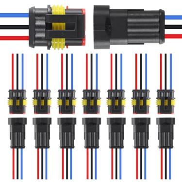 Imagem de 8 pares de conectores de 3 pinos à prova d'água, elétrico, 3 pinos, conectores automotivos de desconexão rápida, conectores automotivos marítimos para carro, caminhão, barco, conectores de plugue de