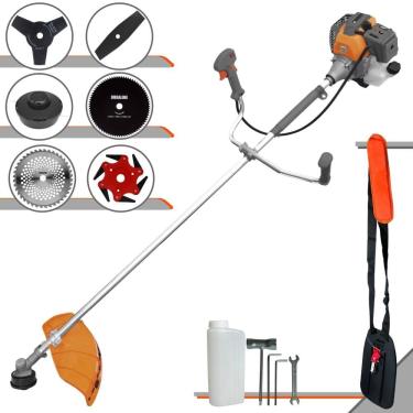 Imagem de Roçadeira Profissional Completa Tekna RL520-P À Gasolina 2T 52cc 2HP de Potência Alta Rotação Com Carretel de Nylon + Kit 5 Lâminas de Cortes