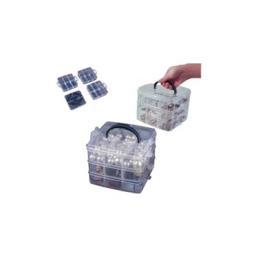 Imagem de Cesto Organizador Multiuso Transparente, 3 Compartimentos, Plástico, 13x16x15cm, 209g