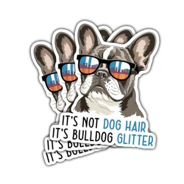 Imagem de Adesivos com glitter Not Dog Hair It's Frenchie, 3 peças de adesivos engraçados de vinil com citação de buldogue francês para laptop, caderno, garrafa de água, para-choque de carro, álbum de recortes