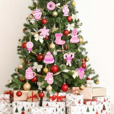 Imagem de 12 peças de enfeites de Natal rosa, decoração de bola de PVC rosa pastel para árvore moderna e estética – bolas de plástico inquebráveis para pendurar, guirlanda, decorações de festas de fim de ano