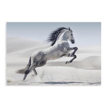 Imagem de Arte em tela de cavalo empinado, decoração de casa, tapeçarias de parede de animais, pôster de tela de cavalo bonito, arte de parede de sala de estar sem moldura 30,5 x 45,7 cm