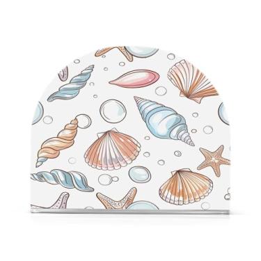 Imagem de Wassud Porta-guardanapos de conchas de desenho animado para mesa cozinha e jantar Suporte de guardanapo acrílico para guardanapos de papel acomodar 50-60 guardanapos decoração de fazenda 2 peças