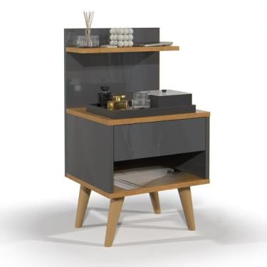 Imagem de Mesa De Cabeceira Estilo Retro Quarto (SLEEP - CINZA/NATURE)