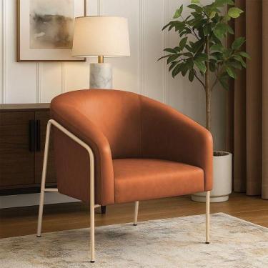 Imagem de Poltrona Sala Industrial Alta Champanhe Stella Sintético Pu D03 - D'ro