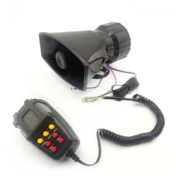 Imagem de Megafone de Carro Buzina Alarme 5 Tons 12V Alto Falante 110dB Sirene Incêndio Ambulância Sonora