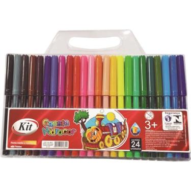 Imagem de Caneta Hidrocor Kit estojo com 24 cores sortidas.