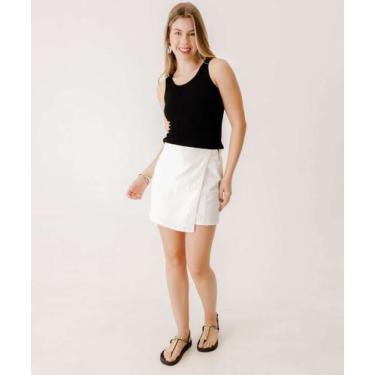 Imagem de Short Saia Feminino Sarja Marisa Off White-97010, 40, Off white
