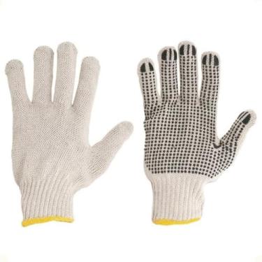 Imagem de 12 Pares Luva Pigmentada Proteção de Algodão Tricotada 4 Fios Mecanico(BRANCO)
