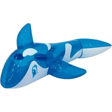 Imagem de Boia de Montar Infantil (Baleia Azul) – 1,45 Metros – PVC Extra Reforçado e Durável – Alças de Apoio para Maior Estabilidade no Mar e Piscina