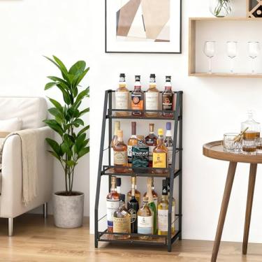 Imagem de Xixi Home Rack de vinho trapézio de 3 camadas, prateleiras de armazenamento de vinho, suporte de garrafa de vinho independente, suporte de exibição de garrafa de licor de canto para armários de bar de